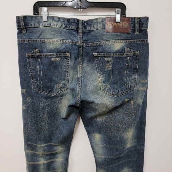 #405FWRD Denim men's distressed blue jeans size 36WX32L - Picture 7 of 7